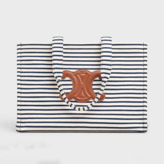 Celine Women Large Cabas Thais in Striped Textile