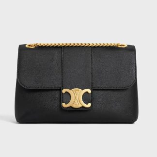 Celine Women Medium Celine Victoire Bag in Supple Calfskin-Black 15853FDU.38NO