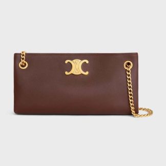 Celine Women Medium Newspaper Bag in Supple Calfskin-Maroon