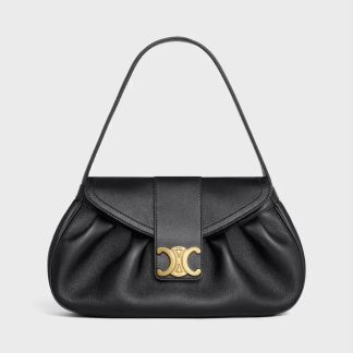 Celine Women Medium Polly Bag in Supple Calfskin-Black 115633FDU.38NO