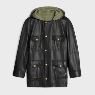 Celine Women Oversized Parka in Plongé Lambskin
