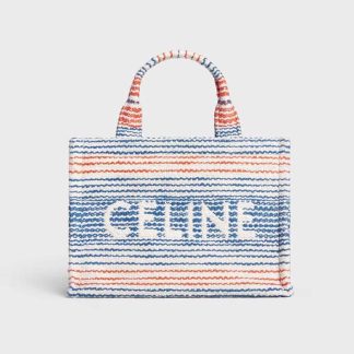 Celine Women Small Cabas Thais in Striped Textile with Celine