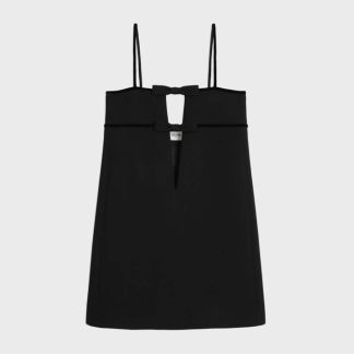 Celine Women Trapeze Mini Dress in Double Wool-Black 2R91L066V.38NO