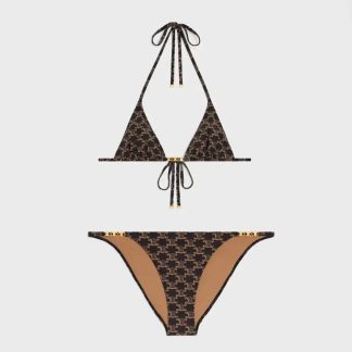 Celine Women Triangle Top  Swimsuit Bottom in Monogram Jersey 2X16F939T.17BR