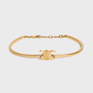 Celine Women Triomphe Articulated Bracelet in Brass with Gold Finish