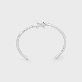 Celine Women Triomphe Asymmetric Cuff in Brass with Rhodium Finish