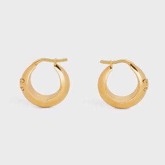 Celine Women Triomphe Bold Hoops in Brass with Gold Finish