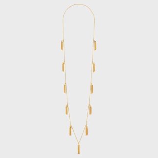 Celine Women Triomphe Folk Pompons Sautoir in Brass with Gold Finish