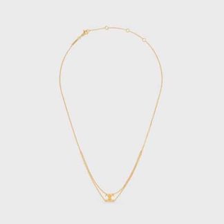 Celine Women Triomphe Suspended Necklace in Brass with Gold Finish