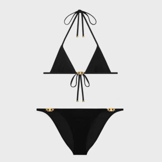 Celine Women Triomphe Triangle Top  Swimsuit Bottom in Matte Jersey 2X24M152C.38NO