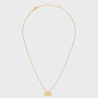 Celine Women Triomphe Trio Necklace in Brass with Gold Finish