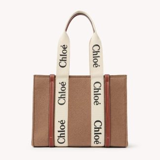 Chloe Women Medium Woody Tote Bag-Brown