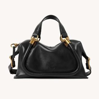 Chloe Women Small Paraty 24 Bag in Shiny Leather-Black