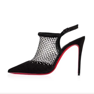 Christian Louboutin Women Plougesta Pump Strass in 100 mm Heel Height-Black
