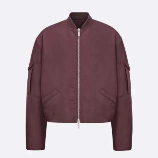 Dior Men Christian Dior Couture Bomber Jacket Burgundy Technical Fabric