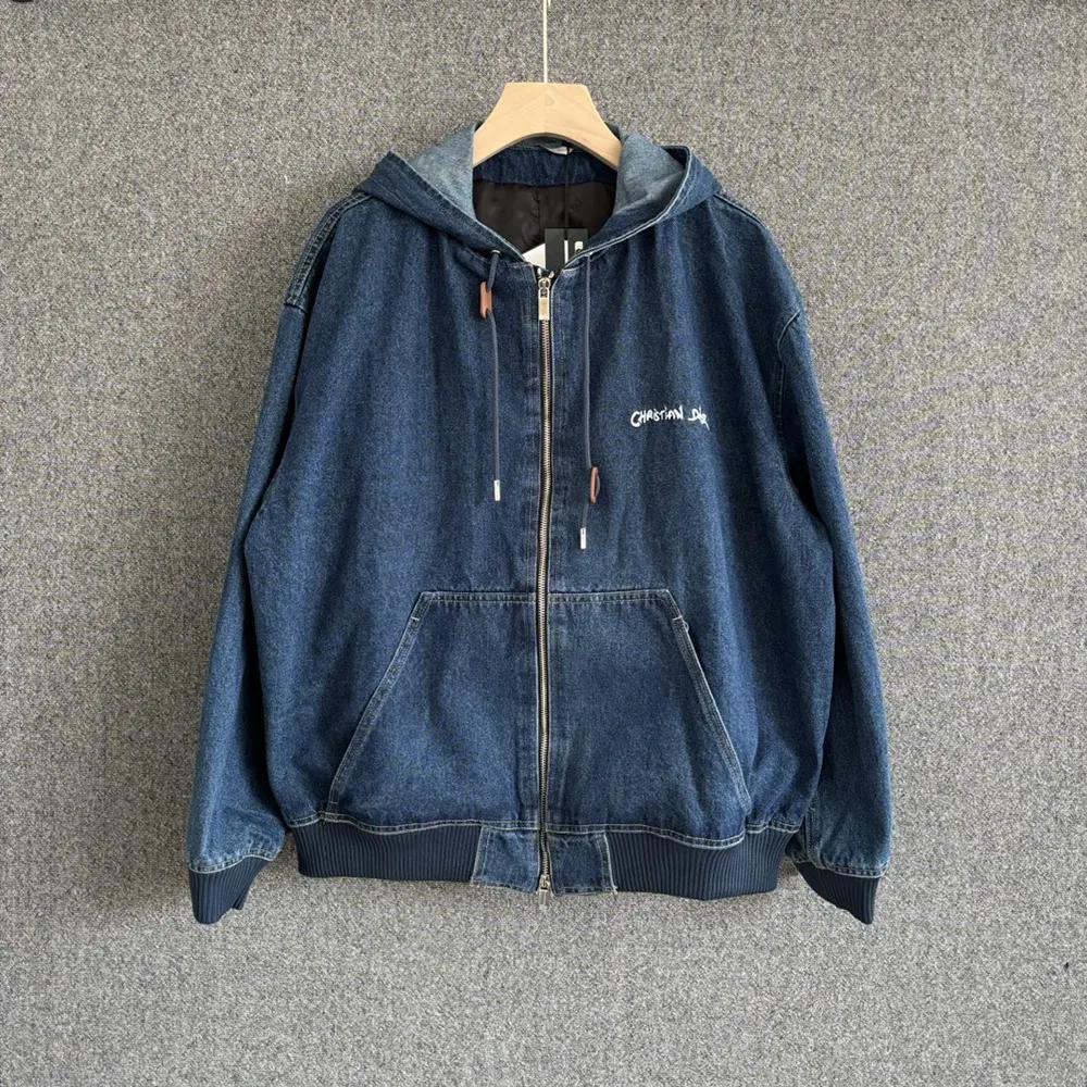 Dior Men Christian Dior Tag Hooded Jacket Blue Cotton Denim - Image 2
