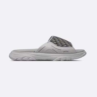 Dior Men H-town Sandal Gray Rubber with Beige and Black Dior Oblique Jacquard