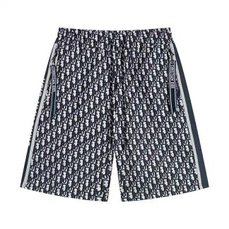 Dior Men Oblique Bermuda Shorts Blue Silk Twill
