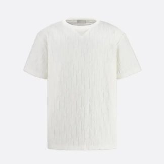 Dior Men Oblique Relaxed-Fit T-Shirt Off-White Terry Cotton Jacquard