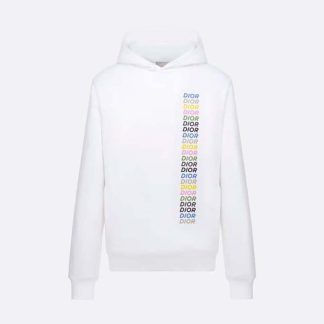 Dior Men Relaxed-fit Hooded Sweatshirt White Cotton Fleece