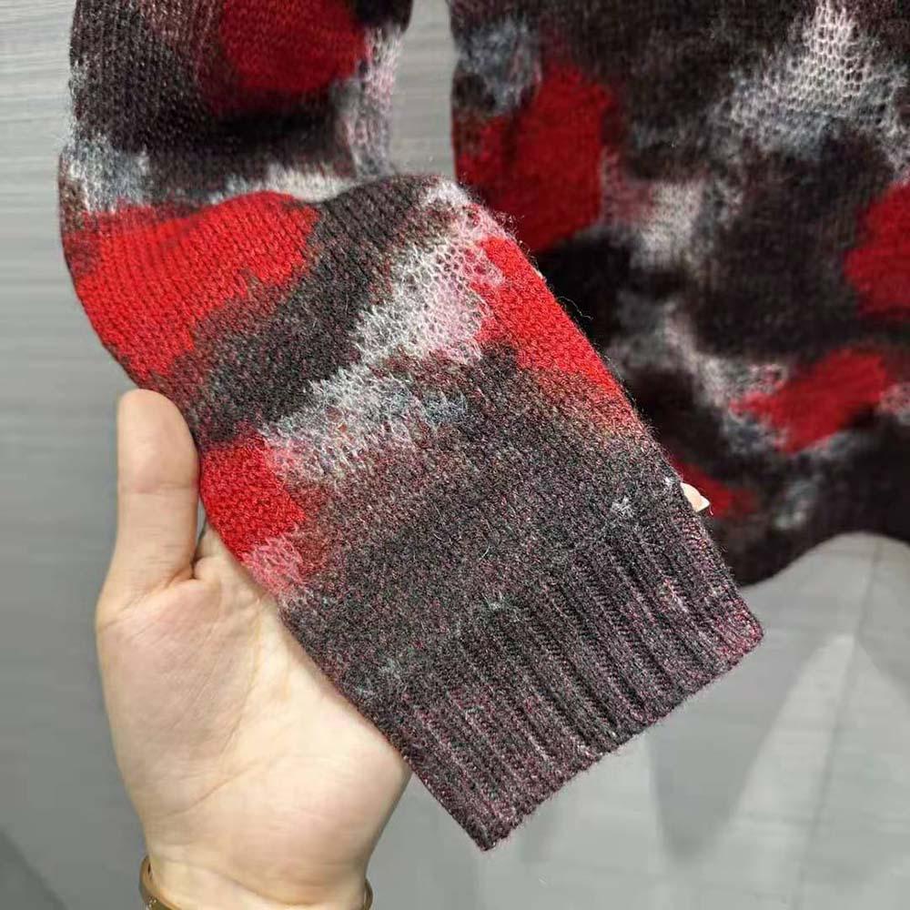 Dior Men Sweater Red Multicolor Technical Cashmere Mohair and Wool Knit with Dior Roses Motif - Image 10
