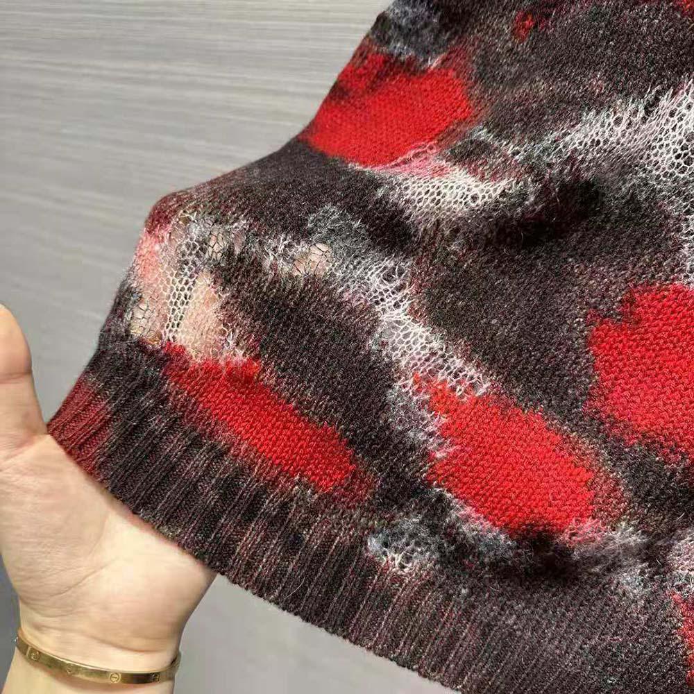 Dior Men Sweater Red Multicolor Technical Cashmere Mohair and Wool Knit with Dior Roses Motif - Image 9