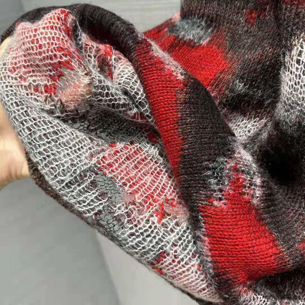 Dior Men Sweater Red Multicolor Technical Cashmere Mohair and Wool Knit with Dior Roses Motif - Image 7