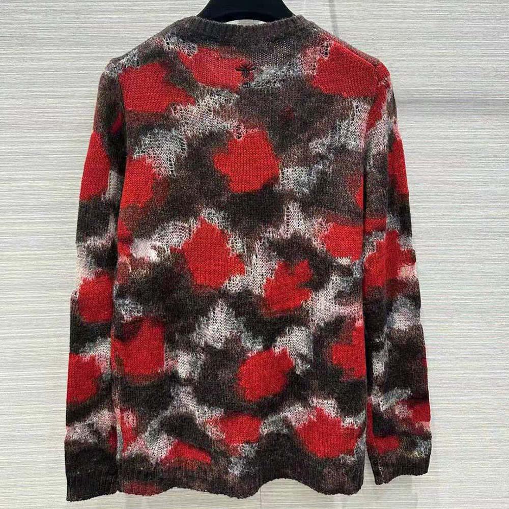 Dior Men Sweater Red Multicolor Technical Cashmere Mohair and Wool Knit with Dior Roses Motif - Image 3