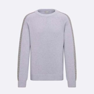 Dior Men Sweater with Dior Oblique Inserts Gray Cotton Jersey