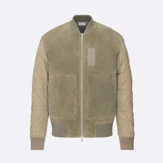 Dior Men Zipped Varsity Blouson Beige Calfskin