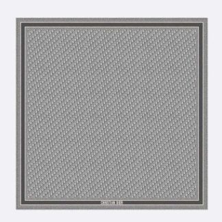 Dior Unisex Oblique Shawl Gray Wool Silk and Cotton