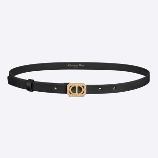 Dior Women 30 Montaigne Crystals Belt Black Smooth Calfskin and Silver-Tone Crystals 15 MM