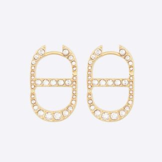 Dior Women 30 Montaigne Earrings Gold-Finish Metal and Silver-Tone Crystals