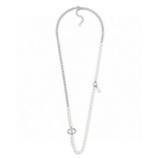 Dior Women 30 Montaigne Long Necklace Silver-Finish Metal and Silver-Tone Crystals
