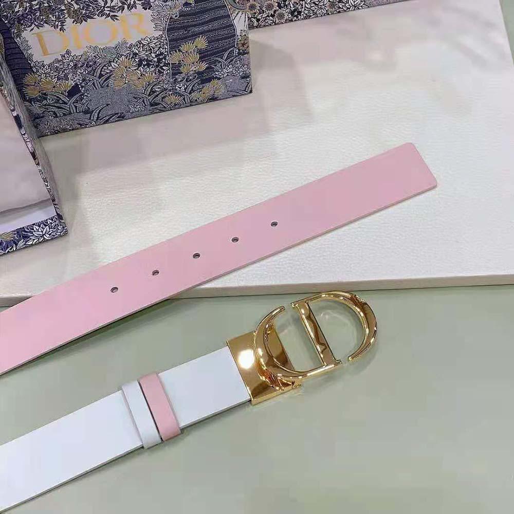 Dior Women 30 Montaigne Reversible Belt Dusty Ivory and Heritage Pink Smooth Calfskin 35 MM - 图片 4