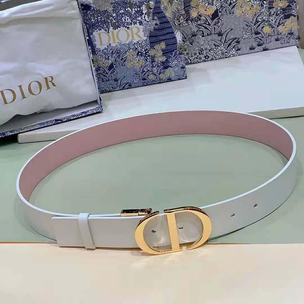 Dior Women 30 Montaigne Reversible Belt Dusty Ivory and Heritage Pink Smooth Calfskin 35 MM - 图片 2
