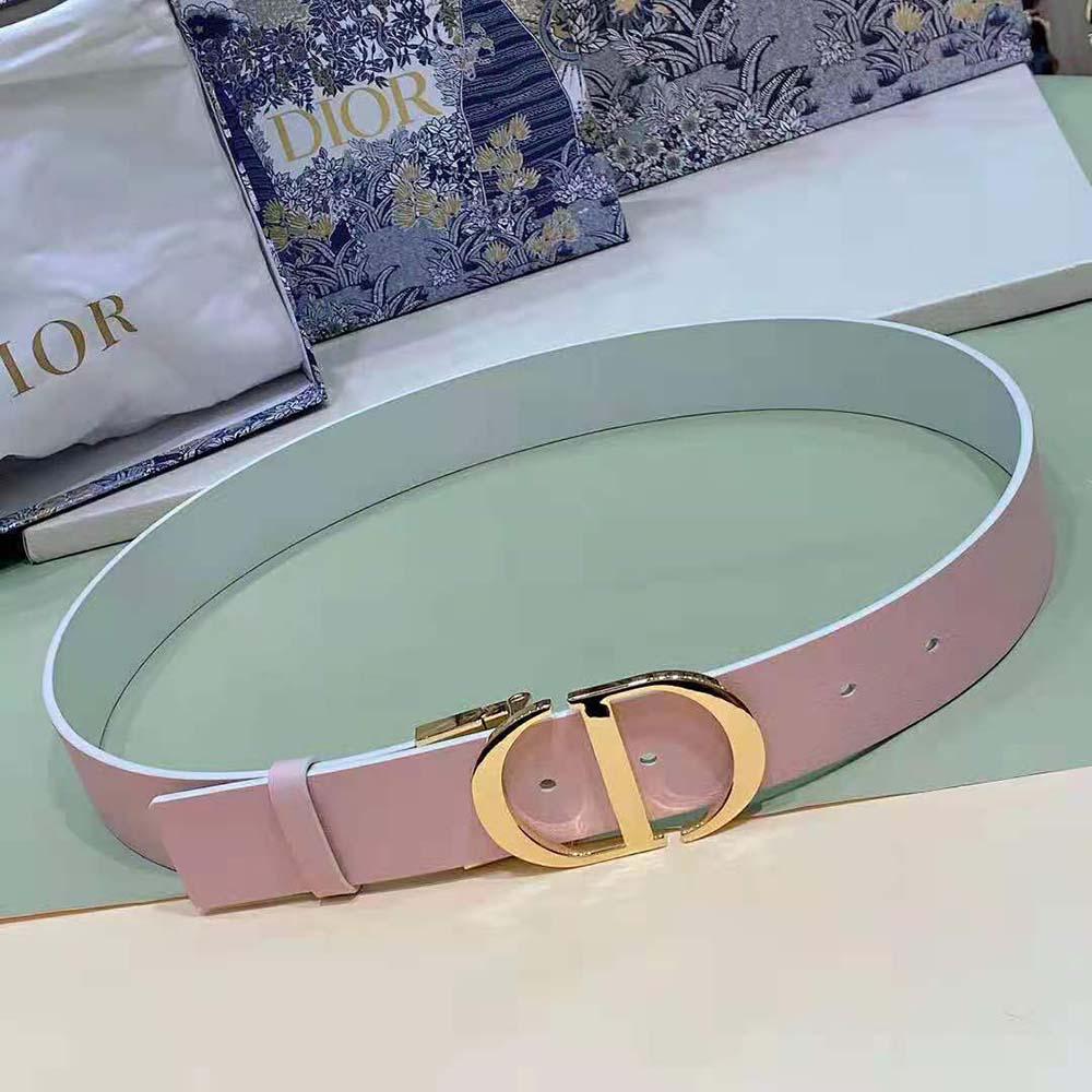 Dior Women 30 Montaigne Reversible Belt Dusty Ivory and Heritage Pink Smooth Calfskin 35 MM - 图片 3