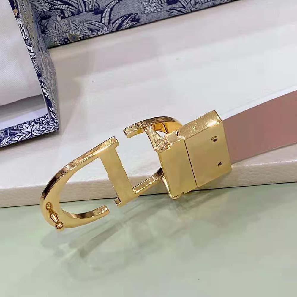 Dior Women 30 Montaigne Reversible Belt Dusty Ivory and Heritage Pink Smooth Calfskin 35 MM - 图片 9