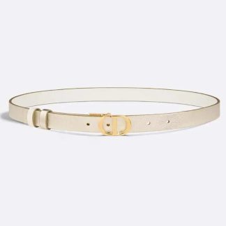 Dior Women 30 Montaigne Reversible Belt Gold-Tone and Latte Smooth Calfskin