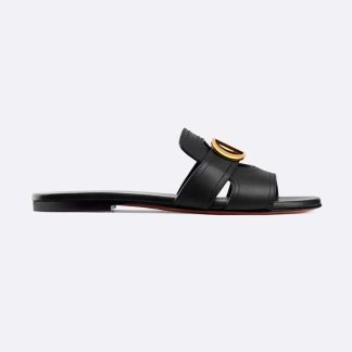 Dior Women 30 Montaigne Slide Black Calfskin