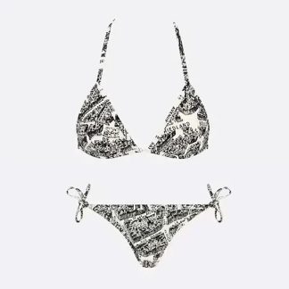 Dior Women Bikini Top  Bottom White and Black Technical Fabric with Plan de Paris Motif
