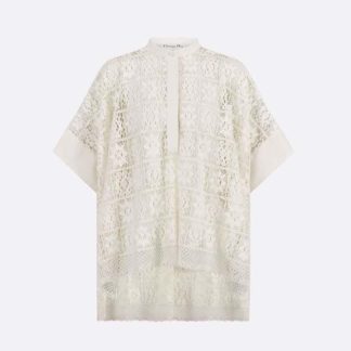 Dior Women Blouse Ecru Technical Cotton Lace