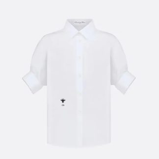 Dior Women Blouse with Puff Sleeves White Cotton Poplin 351B07A3356_X0100