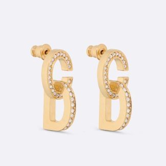 Dior Women CD Lock Earrings Gold-Finish Metal and Silver-Tone Crystals