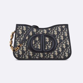 Dior Women CD Signature Hobo Mini Bag Blue Dior Oblique Jacquard