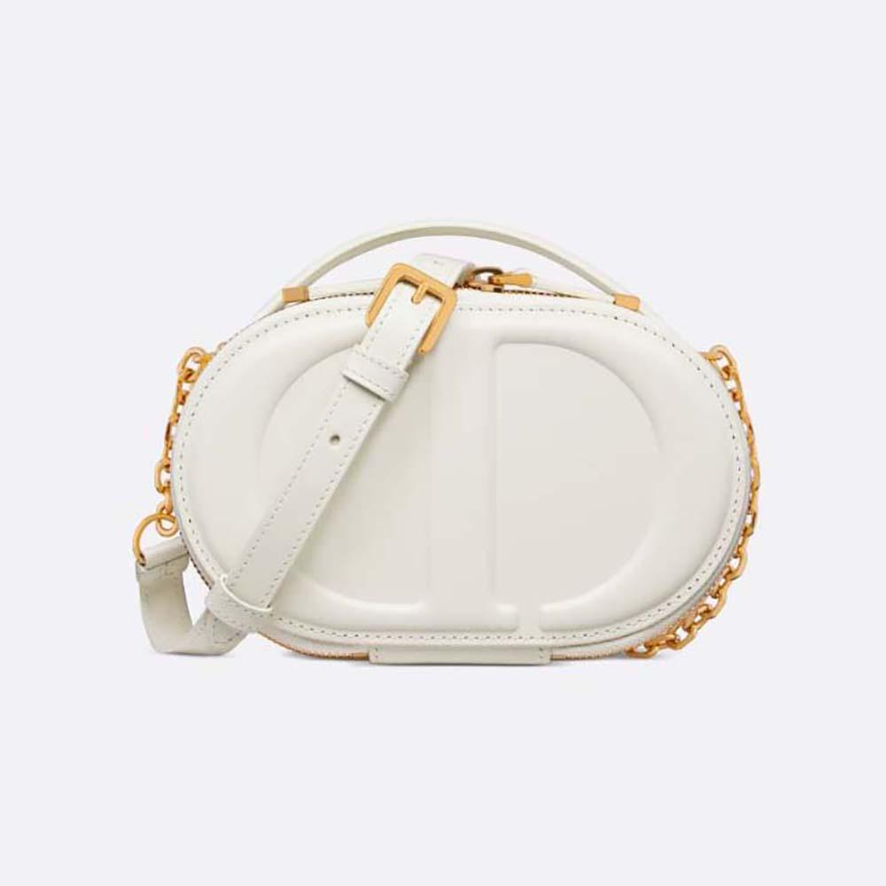 Dior Women CD Signature Oval Camera Bag Latte Calfskin with Embossed CD Signature