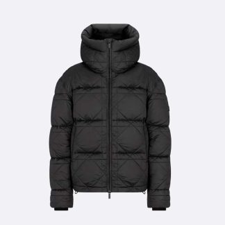 Dior Women Cannage Hooded Down Jacket Black Technical Fabric