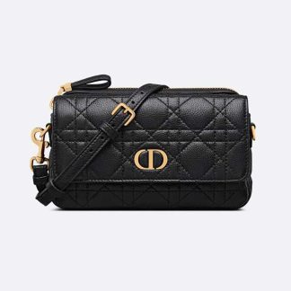 Dior Women Caro Pouch Black Supple Cannage Calfskin