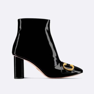 Dior Women C'est Dior Heeled Ankle Boot Black Patent Calfskin