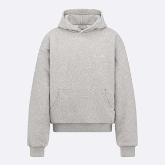 Dior Women Christian Dior Couture Hooded Sweatshirt Gray Cotton Fleece with Dévoré Effect